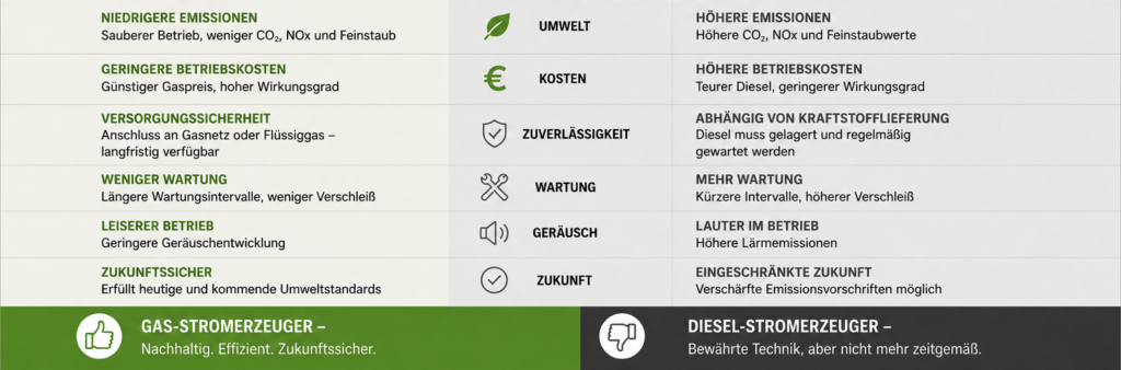 Stromerzeuger Gas, Stromerzeuger Diesel